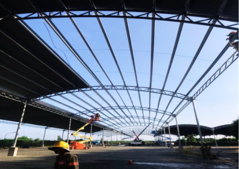 THI CÔNG, XÂY DỰNG MÁI CHE KHO CHỨA HÀNG HÓA NHÀ MÁY ĐẠM CÀ MAU